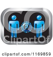 Clipart Of A Rectangle Icon With Blue People And A Question Mark Royalty Free Vector Illustration