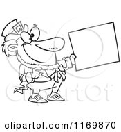 Poster, Art Print Of Outlined Happy Leprechaun Holding Out A Sign