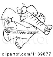 Cartoon Of An Outlined Ballerina Elephant Dancing In A Tutu Royalty Free Vector Clipart by toonaday