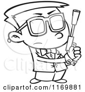Poster, Art Print Of Outlined Agent Boy Holding A Pistol