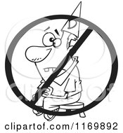 Outlined Dunce Man Sitting On A Stool Under A Restricted Symbol
