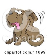 Poster, Art Print Of Dog Itching Its Ear With Its Hind Leg