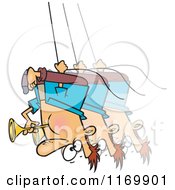 Poster, Art Print Of Man Swinging Upside Down And Blowing A Horn
