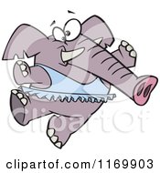 Cartoon Of A Ballerina Elephant Dancing In A Blue Tutu Royalty Free Vector Clipart