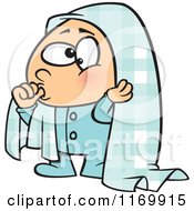 Poster, Art Print Of Boy Sucking His Thumb And Holding A Blankie Over His Head