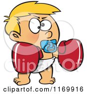 Poster, Art Print Of Blond Toddler Boy With Boxing Gloves
