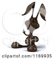 Clipart Of A 3d Dark Chocolate Easter Bunny Holding Up A Finger Royalty Free CGI Illustration