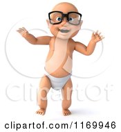 Clipart Of A 3d Caucasian Baby Boy Walking And Wearing Glasses Royalty Free CGI Illustration