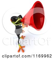 Clipart Of A 3d Formal Frog Wearing Sunglasses And Using A Megaphone 2 Royalty Free CGI Illustration