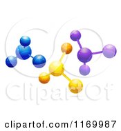 Clipart Of 3d Blue Orange And Purple Molecules Over White Royalty Free Vector Illustration