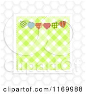 Green Gingham And Heart Bunting Square Over White Hexagons