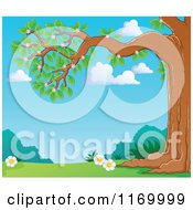 Poster, Art Print Of Blossoming Tree Branch Over A Spring Meadow