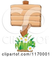 Poster, Art Print Of Wood Sign Post And Daisies
