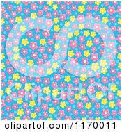 Cartoon Of A Seamless Pattern Of Pink And Yellow Flowers On Purple Royalty Free Vector Clipart by visekart