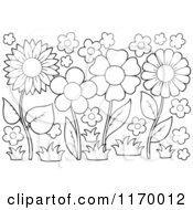 Cartoon Of Outlined Flowers Royalty Free Vector Clipart