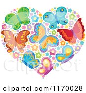 Poster, Art Print Of Heart Made Of Butterflies And Flowers