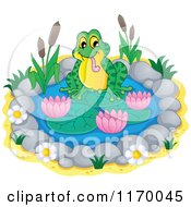 Poster, Art Print Of Frog On A Small Lily Pond