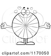 Outlined Loving Peppermint Candy Mascot With Open Arms