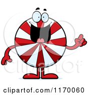 Cartoon Of A Smart Peppermint Candy Mascot With An Idea Royalty Free Vector Clipart