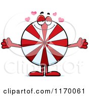 Loving Peppermint Candy Mascot With Open Arms