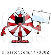 Poster, Art Print Of Happy Peppermint Candy Mascot Holding A Sign