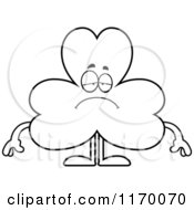 Cartoon Of An Outlined Depressed Shamrock Mascot Royalty Free Vector Clipart