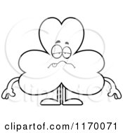 Cartoon Of An Outlined Sick Shamrock Mascot Royalty Free Vector Clipart