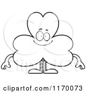 Cartoon Of An Outlined Happy Shamrock Mascot Royalty Free Vector Clipart