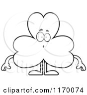 Cartoon Of An Outlined Surprised Shamrock Mascot Royalty Free Vector Clipart