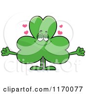 Cartoon Of A Loving Shamrock Mascot Wanting A Hug Royalty Free Vector Clipart