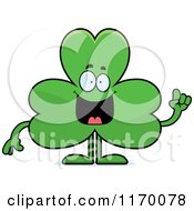 Cartoon Of A Smart Shamrock Mascot With An Idea Royalty Free Vector Clipart