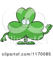 Cartoon Of A Waving Shamrock Mascot Royalty Free Vector Clipart