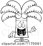 Cartoon Of An Outlined Smart Coconut Palm Tree Mascot With An Idea Royalty Free Vector Clipart by Cory Thoman