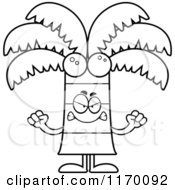 Cartoon Of An Outlined Mad Coconut Palm Tree Mascot Royalty Free Vector Clipart by Cory Thoman