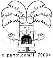 Cartoon Of An Outlined Scared Coconut Palm Tree Mascot Royalty Free Vector Clipart by Cory Thoman