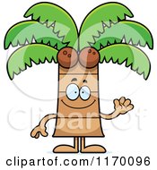 Poster, Art Print Of Waving Happy Coconut Palm Tree Mascot
