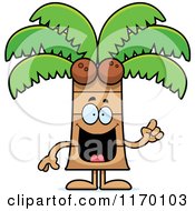 Cartoon Of A Smart Coconut Palm Tree Mascot With An Idea Royalty Free Vector Clipart by Cory Thoman