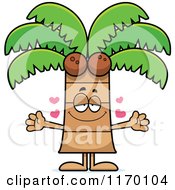 Cartoon Of A Loving Coconut Palm Tree Mascot Wanting A Hug Royalty Free Vector Clipart by Cory Thoman