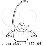 Cartoon Of An Outlined Happy Knife Mascot Royalty Free Vector Clipart