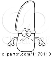 Cartoon Of An Outlined Sick Knife Mascot Royalty Free Vector Clipart