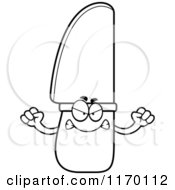 Cartoon Of An Outlined Mad Knife Mascot Royalty Free Vector Clipart
