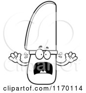 Cartoon Of An Outlined Screaming Knife Mascot Royalty Free Vector Clipart