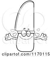 Cartoon Of An Outlined Loving Knife Mascot Wanting A Hug Royalty Free Vector Clipart