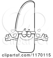 Poster, Art Print Of Outlined Loving Knife Mascot Wanting A Hug