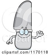 Cartoon Of A Happy Waving Knife Mascot Royalty Free Vector Clipart by Cory Thoman