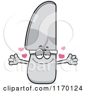 Cartoon Of A Loving Knife Mascot Wanting A Hug Royalty Free Vector Clipart by Cory Thoman