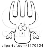 Cartoon Of An Outlined Surprised Fork Mascot Royalty Free Vector Clipart by Cory Thoman