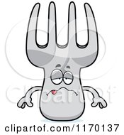 Cartoon Of A Sick Fork Mascot Royalty Free Vector Clipart