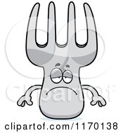 Cartoon Of A Depressed Fork Mascot Royalty Free Vector Clipart