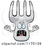 Cartoon Of A Screaming Fork Mascot Royalty Free Vector Clipart